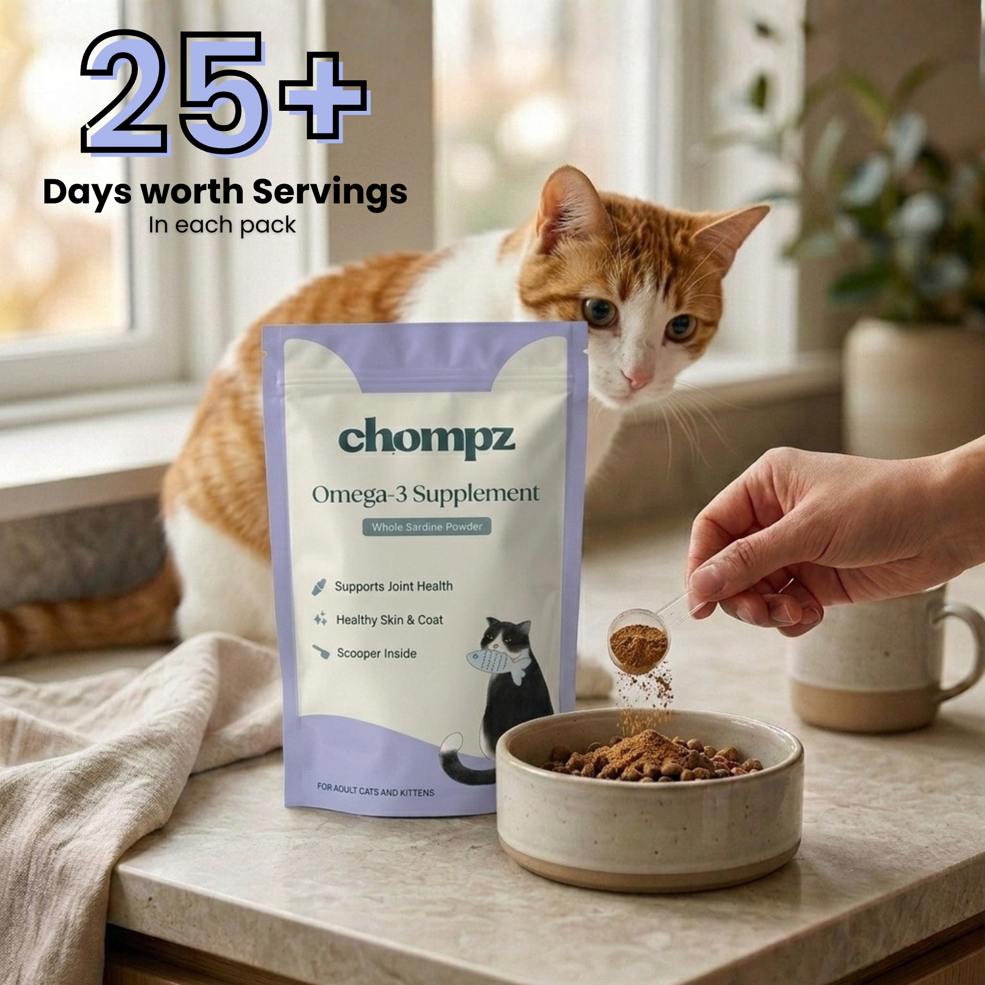 Coat & Joint Support Sardine Omega-3 Powder for Cats