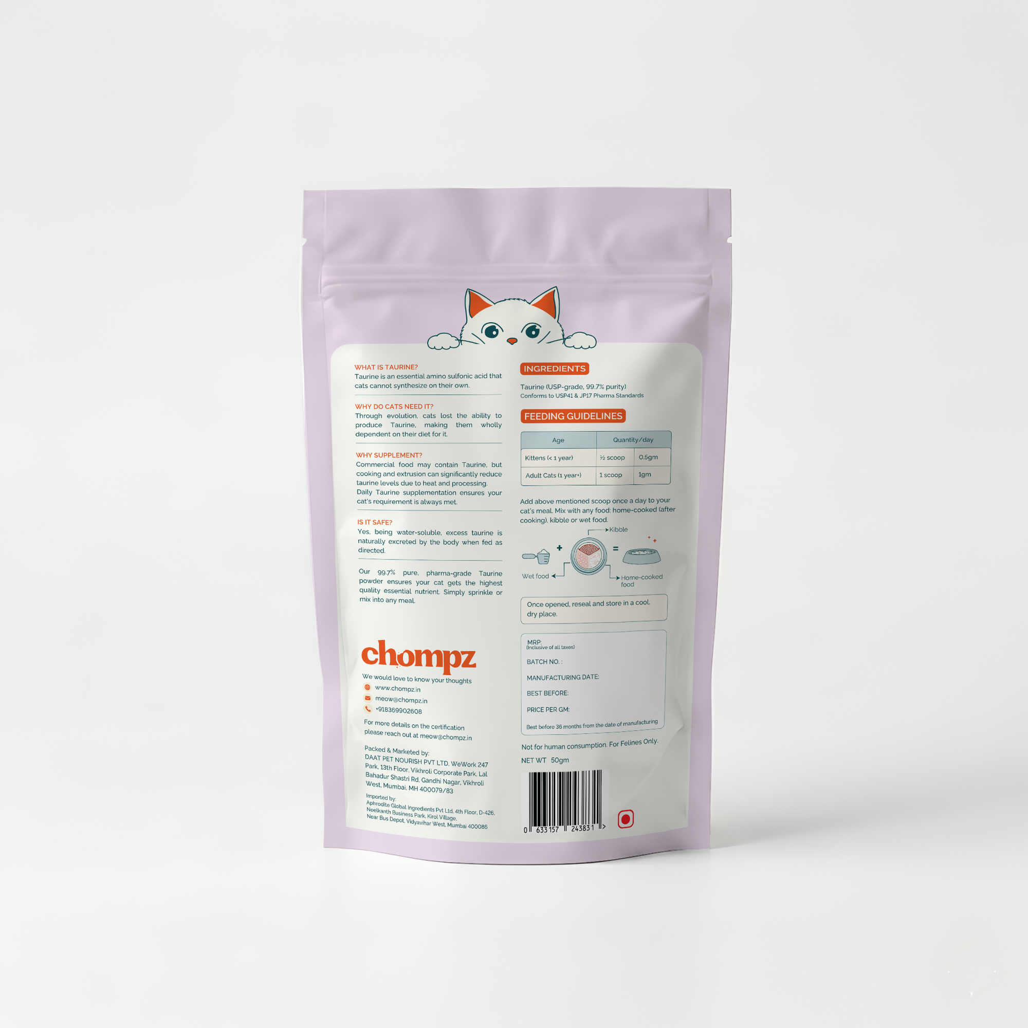 Heart & Vision Taurine Supplement Powder for Cats